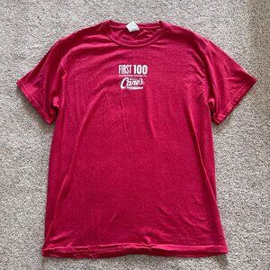 Raising Canes Chicken Fingers First 100 Colorado Springs Red T-shirt L